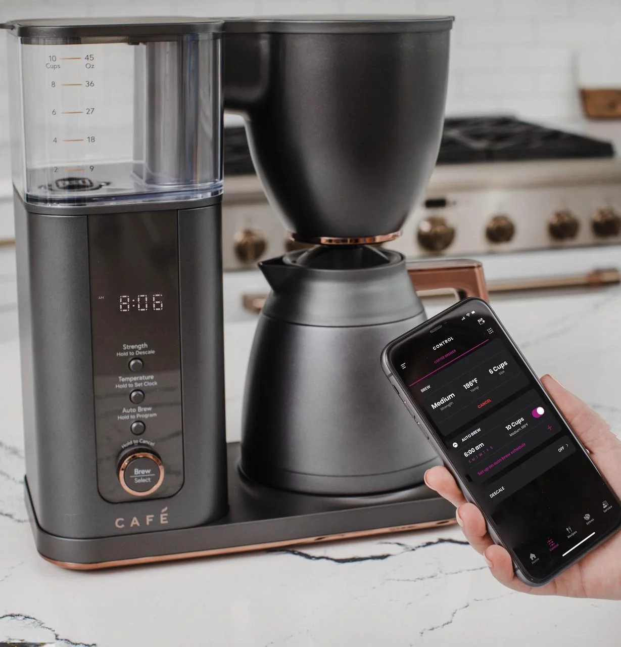 Caf - Drip 10-Cup Coffee Maker with WiFi - Matte Black