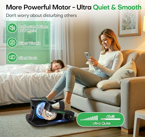 Under Desk Elliptical, Upgraded 6 Adjustable Resistance &15 Speeds Leg Exerciser While Sitting for Seniors with Forward & Reverse Direction