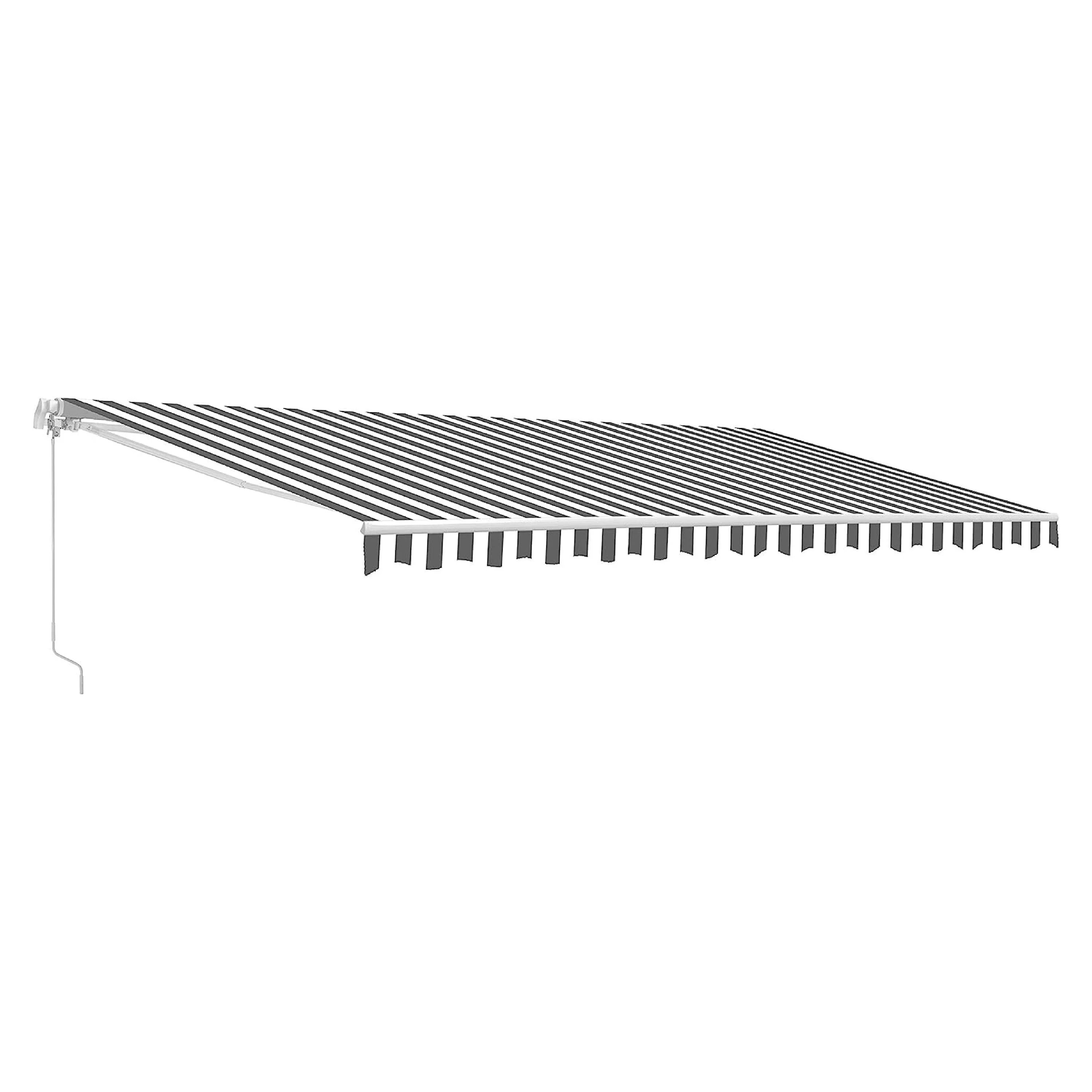 ALEKO 20' x 10' Retractable Motorized Patio Awning, Gray and White Striped Color