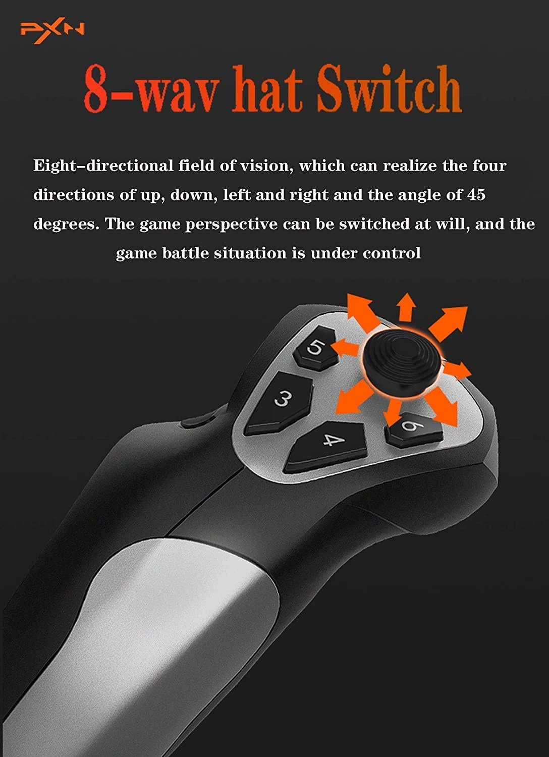 PXN-USB Flight Simulation Stick PC Flight Joystick Flight Joystick Controller, with Vibration Function Throttle Control, 12 Programmable Buttons
