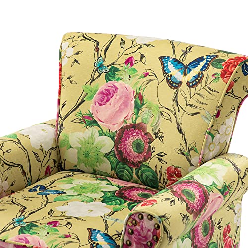 HULALA HOME Modern Wingback Accent Chair with Wood Legs & Removable Cushion, Comfy Upholstered Armchair with Nailhead Trim