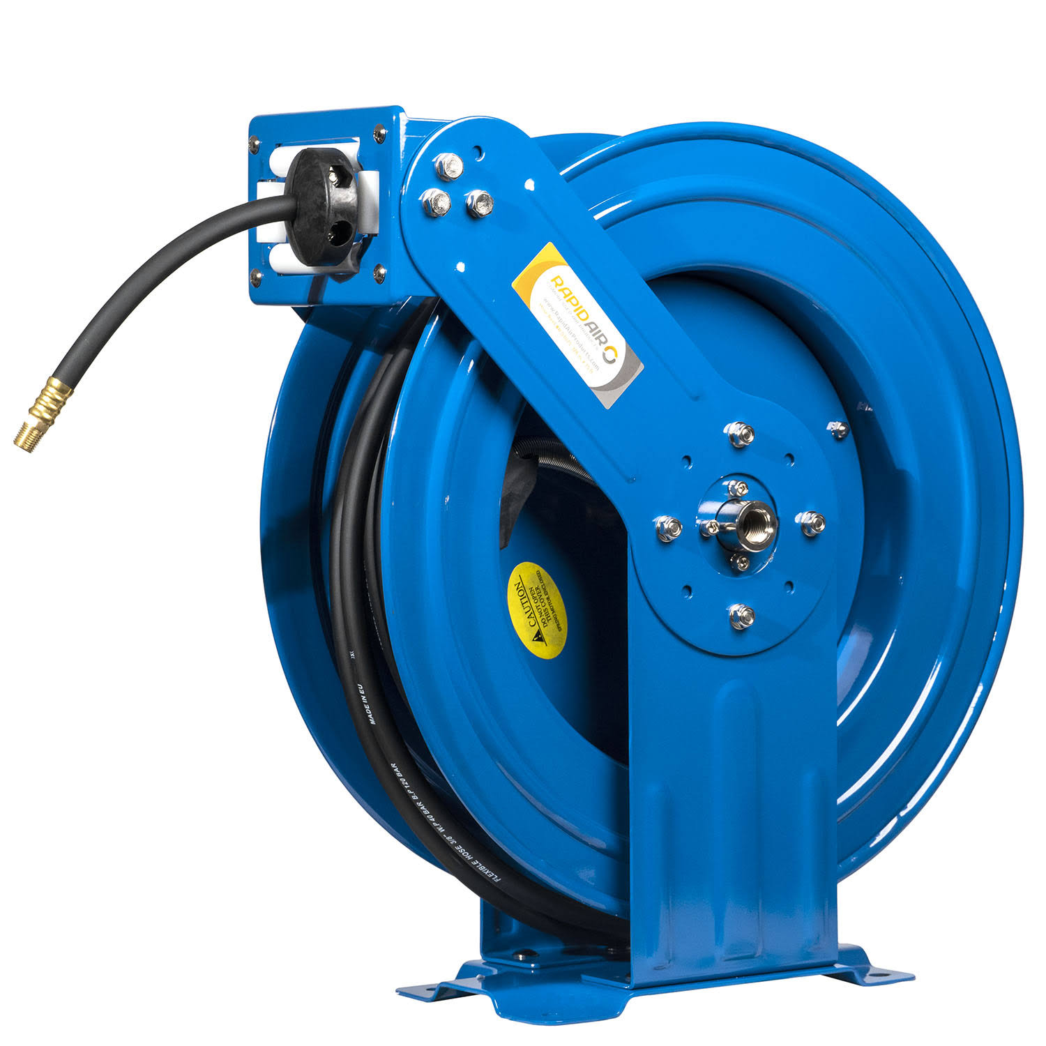 RapidAir 3/8x22 x 75& Dual Arm Steel Hose Reel 1/2x22 Inlet 1/4x22 Outlet R-03075