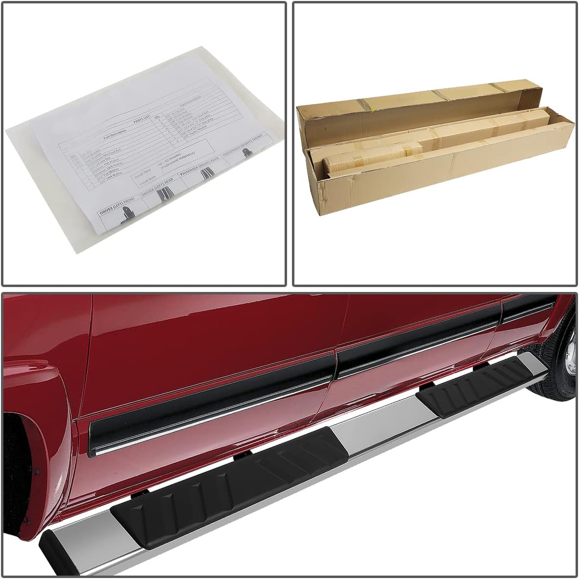 5 Inches Side Step Nerf Bar Running Boards Compatible with Ford F-150 F-250 F-350 Super Crew Cab 15-22, Stainless Steel, Polished Chrome