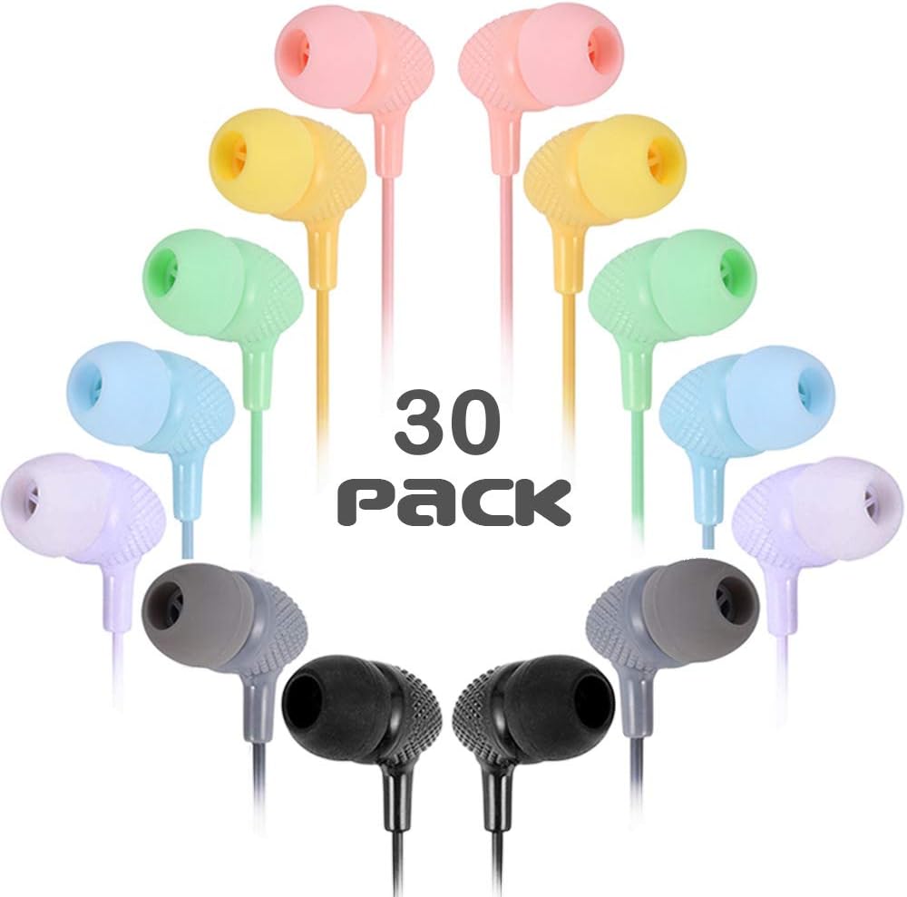 Kids Earbuds Bulk 100 Pack Macaron Colors Mixed