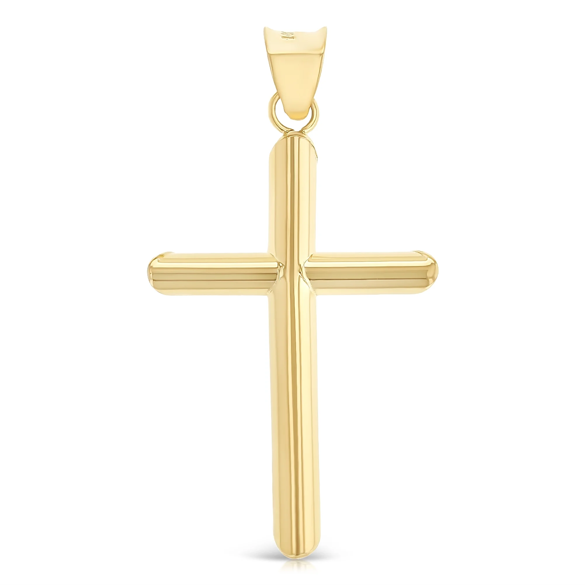 Ioka-14K Yellow Gold Classic Cross Religious Charm Pendant For Necklace or Chain