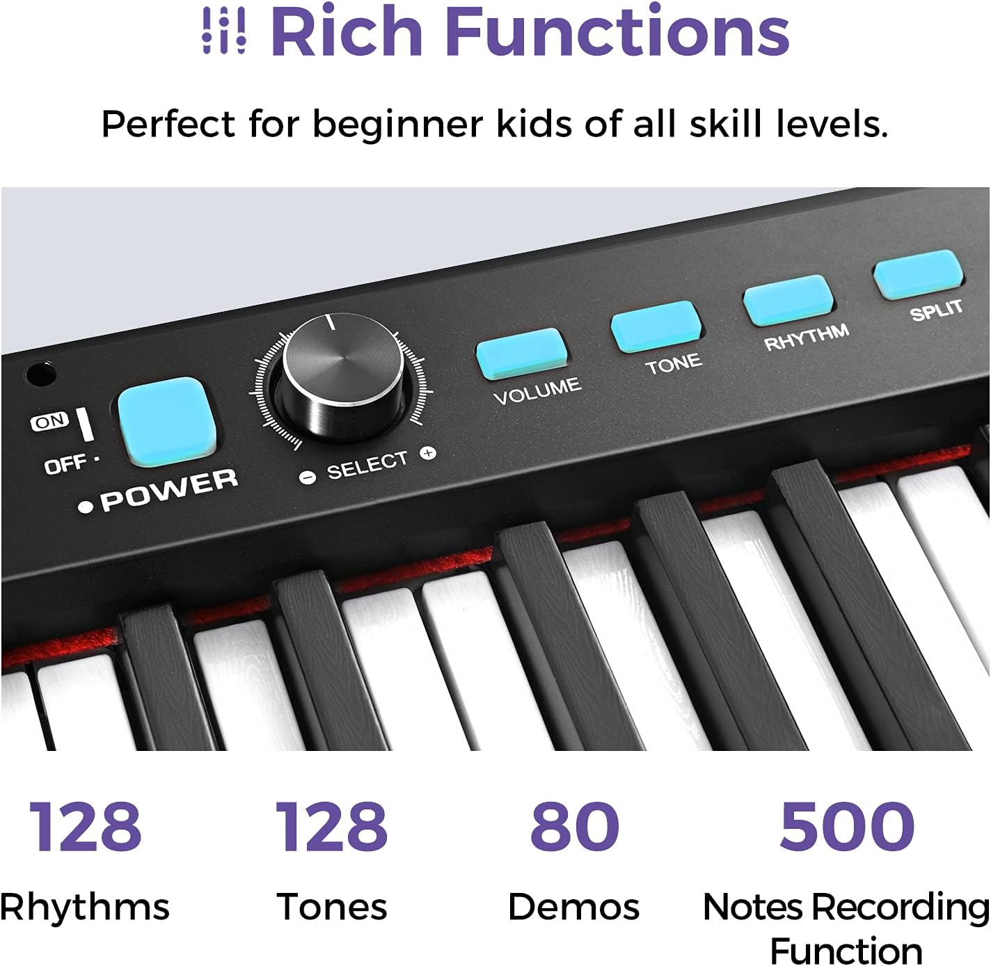 Starfavor 88-Key Beginner Electronic Keyboard Piano with Semi-Weighted Keys, X-Stand, Sustain Pedal, Power Supply, Carrying Case