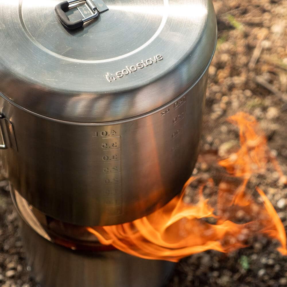 Solo Stove Pot 4000 Stainless Steel Camping Pot for Outdoor Campfire Great Cookware Equipment for Backpacking Kitchen Bushcraft Survival Gear and