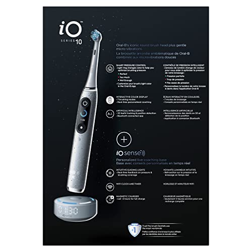 Oral-B iO Series 10 Rechargeable Electric Toothbrush with Visible Pressure Sensor to Protect Gums, 2 Min Timer, 7 Cleaning Settings