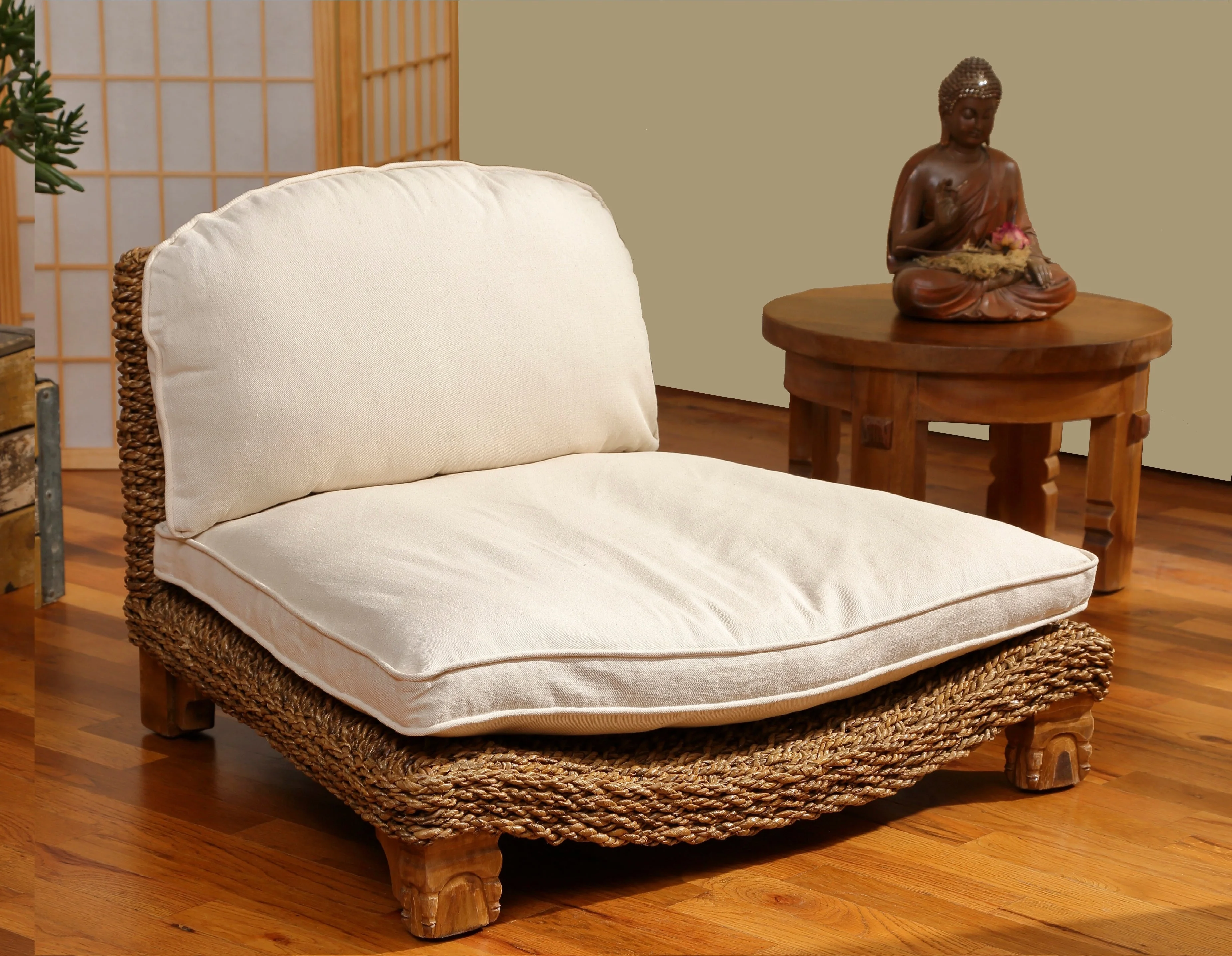 Seagrass Harmony Meditation Chair - Natural With Cream Cushion