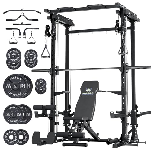 Major Fitness Drone3 Smith△ Machine – All-in-One Home Gym Squat Rack with Weight Bar