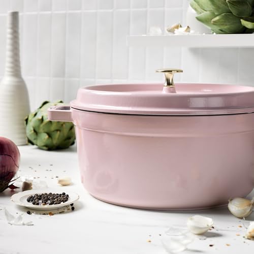 STAUB Cast Iron Dutch Oven 5.5-qt Round Cocotte, Made in France, Serves 5-6, Black Matte