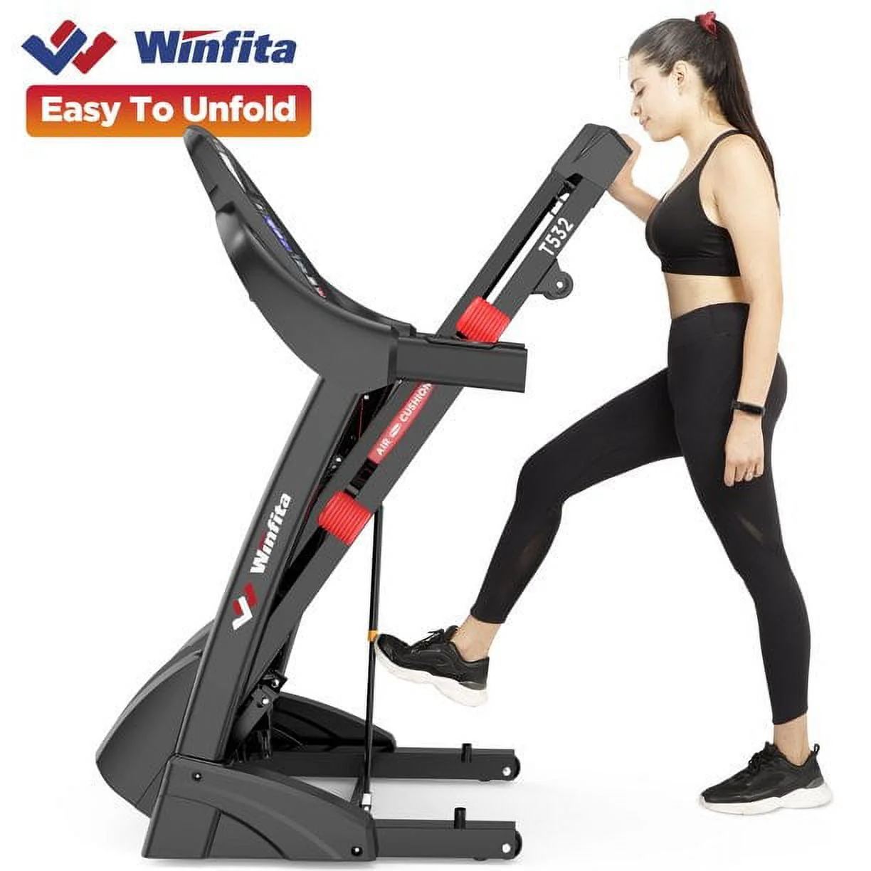 Famistar 4.5HP Folding Treadmill Clearance for Home with 15% Auto Incline 300 LBS Capacity Up to 10MPH Speed Running Machine