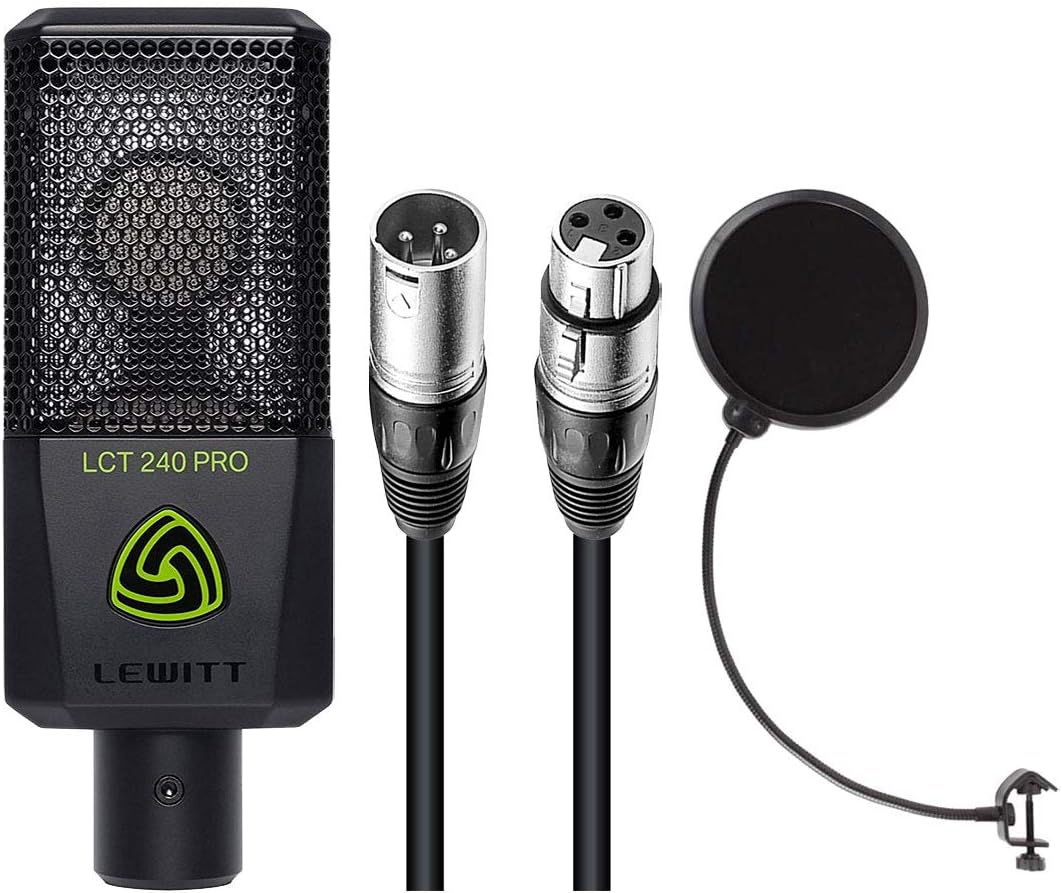 Lewitt LCT-240 Pro Condenser Microphone (Black) with 20' XLR-XLR Cable & Pop Filter Bundle