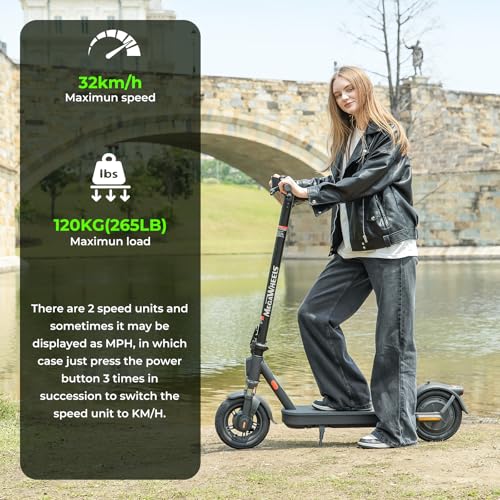 MEGAWHEELS Electric Scooter for Adults, 14/19/28 Miles Long Range,15.5/20 Mph Top Speed, Front Dual Supsension Electric Scooter with Cruise Control