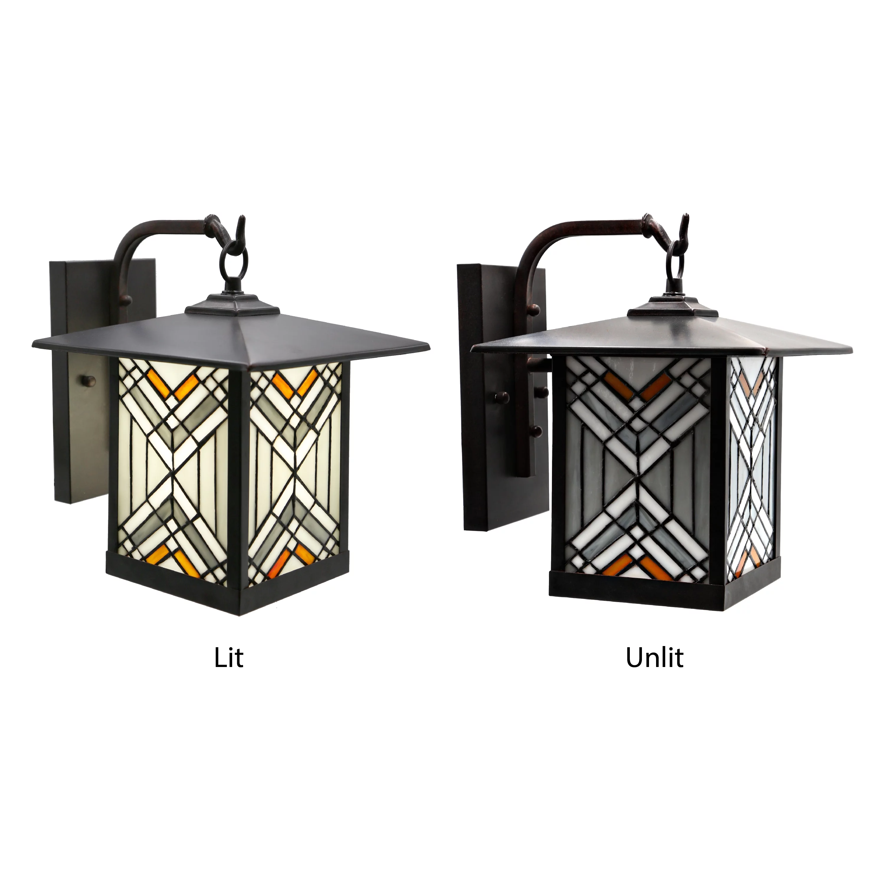 River of Goods Mission Hill 1-Light Bronze Outdoor Mission Stained Glass Wall Sconce