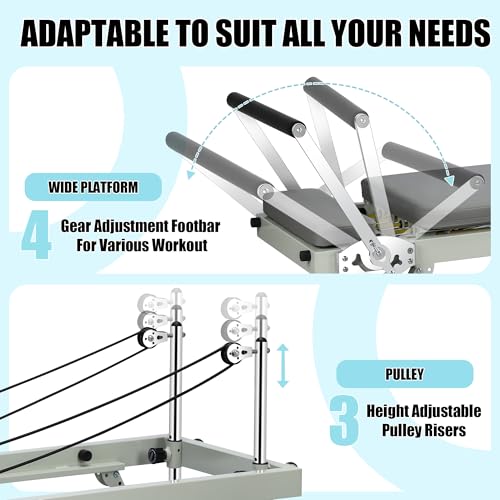 Pilates Reformer Machine for Home Workout, 78" Foldable Pilates Equipment with Dual Resistance& Springs and Cords