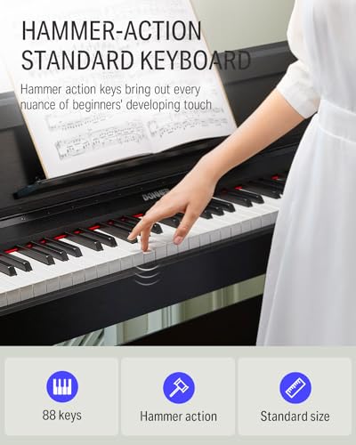 Donner DDP-90 Digital Piano, 88 Key Weighted Piano Keyboard for Beginner/Professional W/Three Pedals, Supports U-disk Music Playing