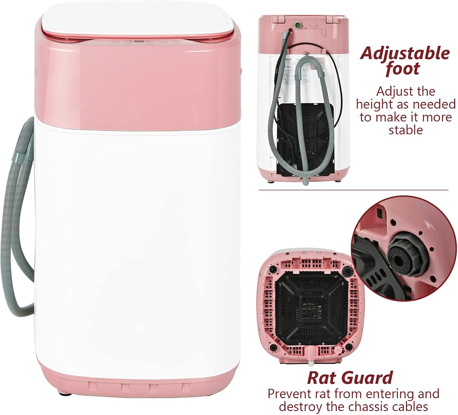 Giantex Portable Washing Machine, Full Automatic Washer and Spinner Combo 8lbs, 1.0 cu.ft 6 Programs 6 Water Levels Built-in Drain Pump