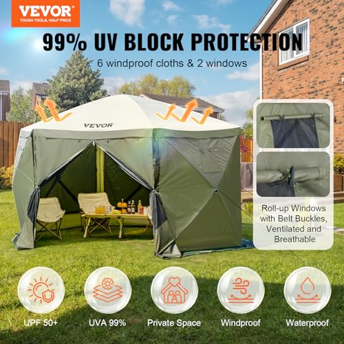 VEVOR Pop Up Gazebo Screen Tent, Pop-Up Instant Gazebo Tents with Mosquito Netting Outdoor Canopy
