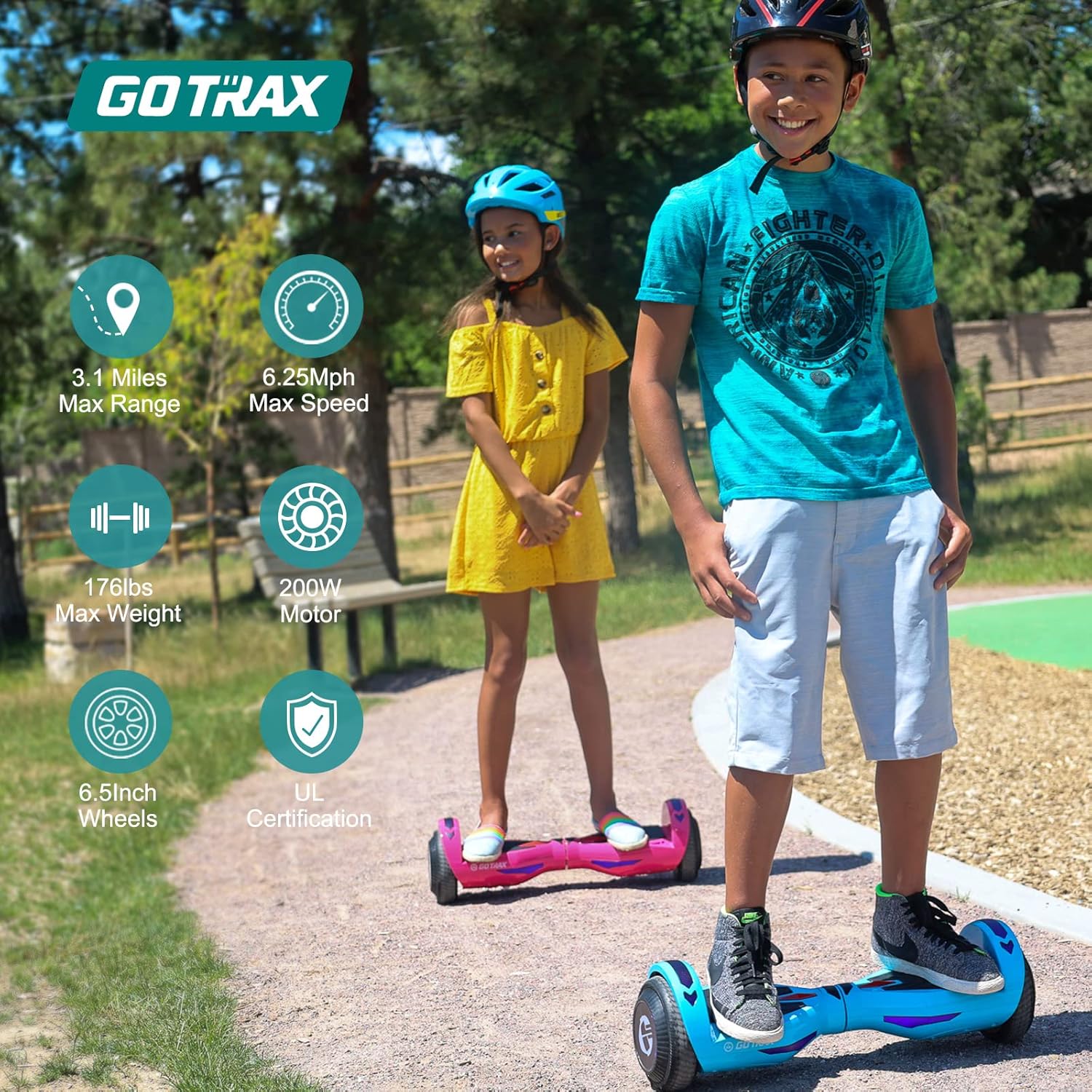 GOTRAX NOVA Hoverboard Self Balancing Scooter, 6.5 LED Wheels and Headlights, Large Capacity Lithium-Ion Battery up to 3.1 Miles