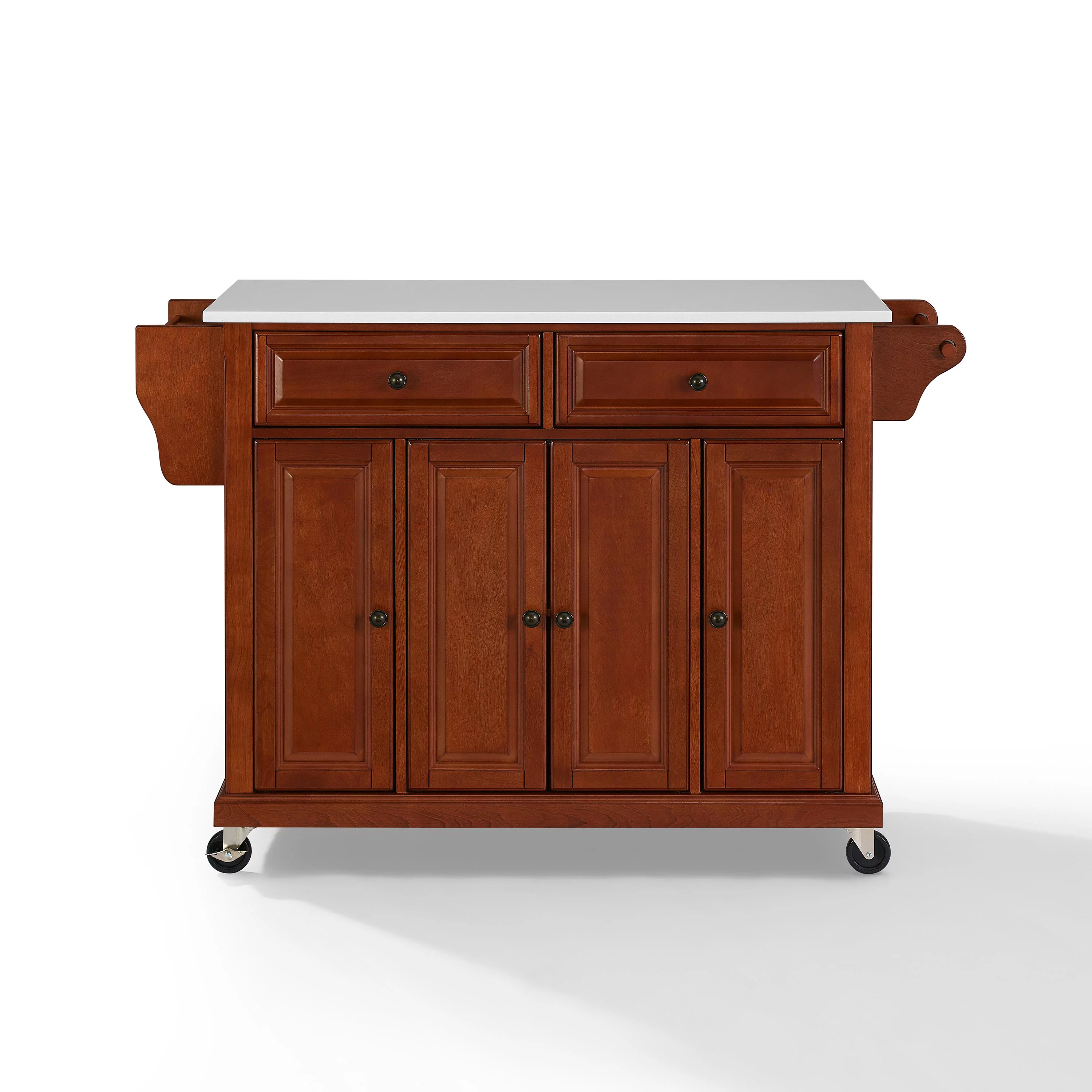 Crosley Furniture Wood Granite Top Kitchen Cart in Cherry/Gray