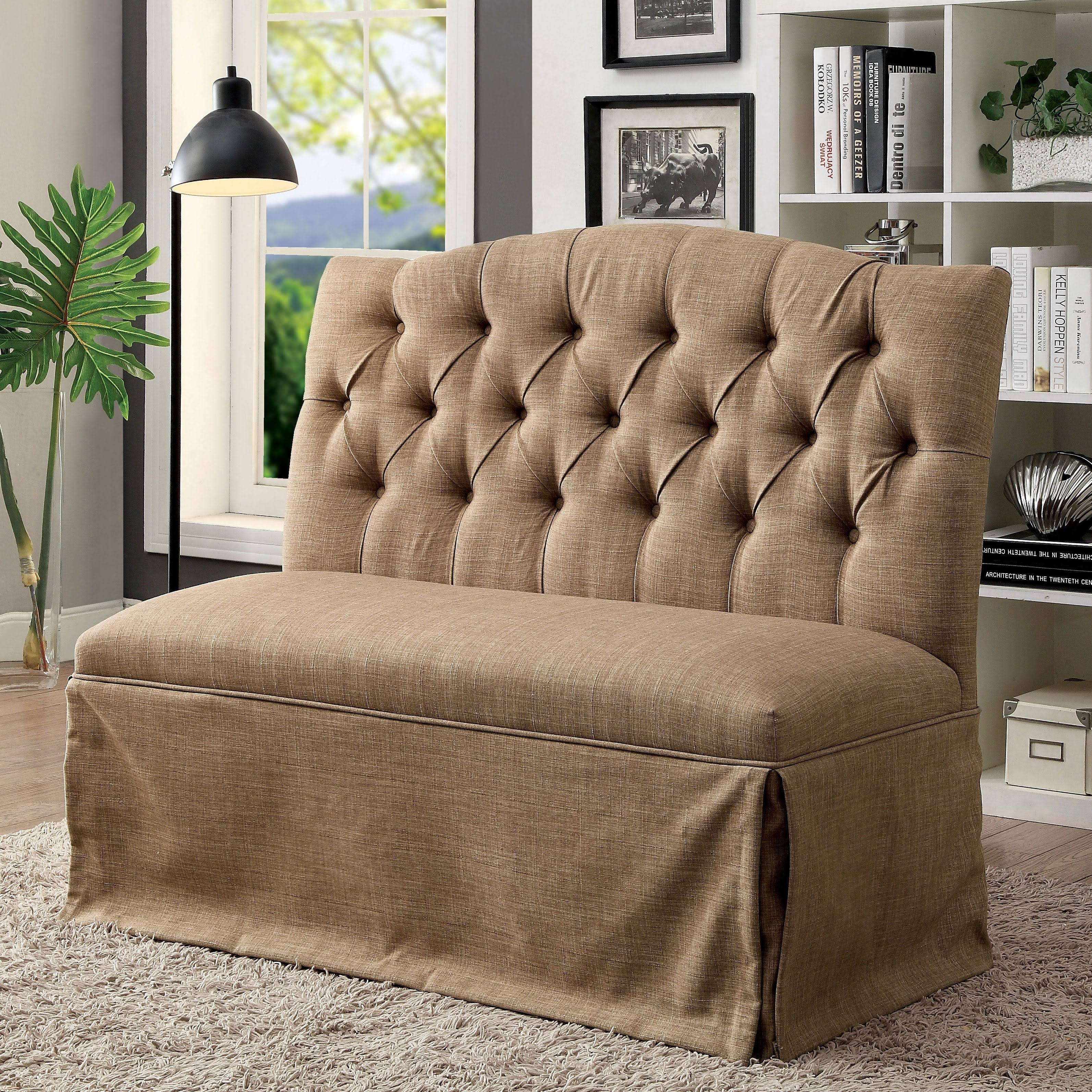 Furniture of America Nord Contemporary Fabric Tufted Loveseat - Dark Grey