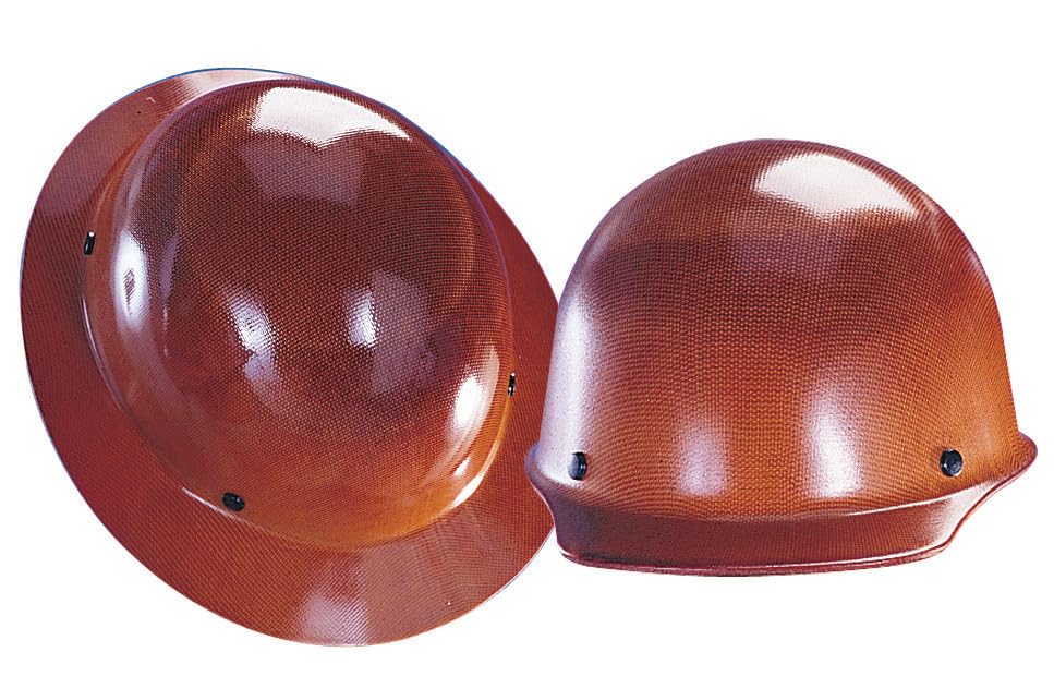 MSA Skullgard Full Brim Hard Hat with Suspension, Lamp Bracket and Cord Holder Phenolic Resin, Radiant Heat Loads up to 350F