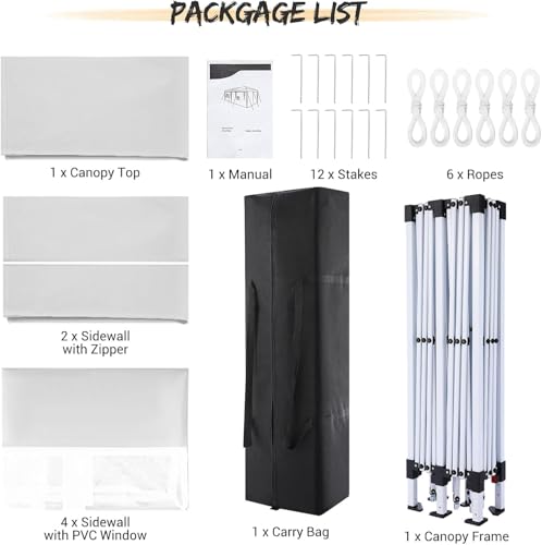 COBIZI 10x10 Pop up Canopy Tent Protable Canopy Tent with 4 Sidewalls Waterproof Commercial Instant Shelter for Parties, Wedding