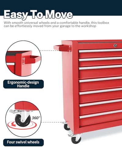 5-Drawer Rolling Tool Chest, Modular Tool Cabinet with Brake Casters & Removable Drawers, Workshop Toolbox Cart for Factory/Garage, Black
