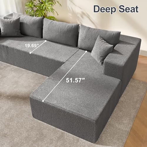 104" Sectional Couches for Living Room, Modular Sectional Sofa with Deep Seat, L-Shape Couch with Chaise, Cloud Couch for Living Room Bedroom