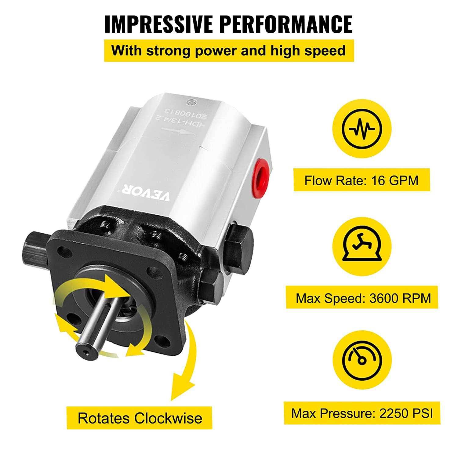 VEVOR Hydraulic Pump 16 GPM Hydraulic Motor 2 Stage Hydraulic Pump Log Splitter Hydraulic Pump Wood Splitter Pumps Log Splitter