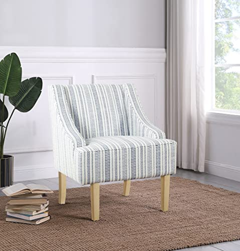 HomePop Velvet Swoop Arm Accent Chair, Suri Blue