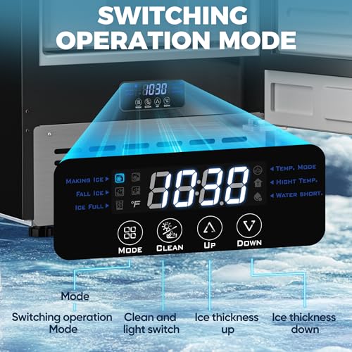 Coolski 15" W Commercial Under Counter Ice Maker Machine, 80 LBS/Day Stainless Steel Built-in Freestanding Ice Maker with Water Filter