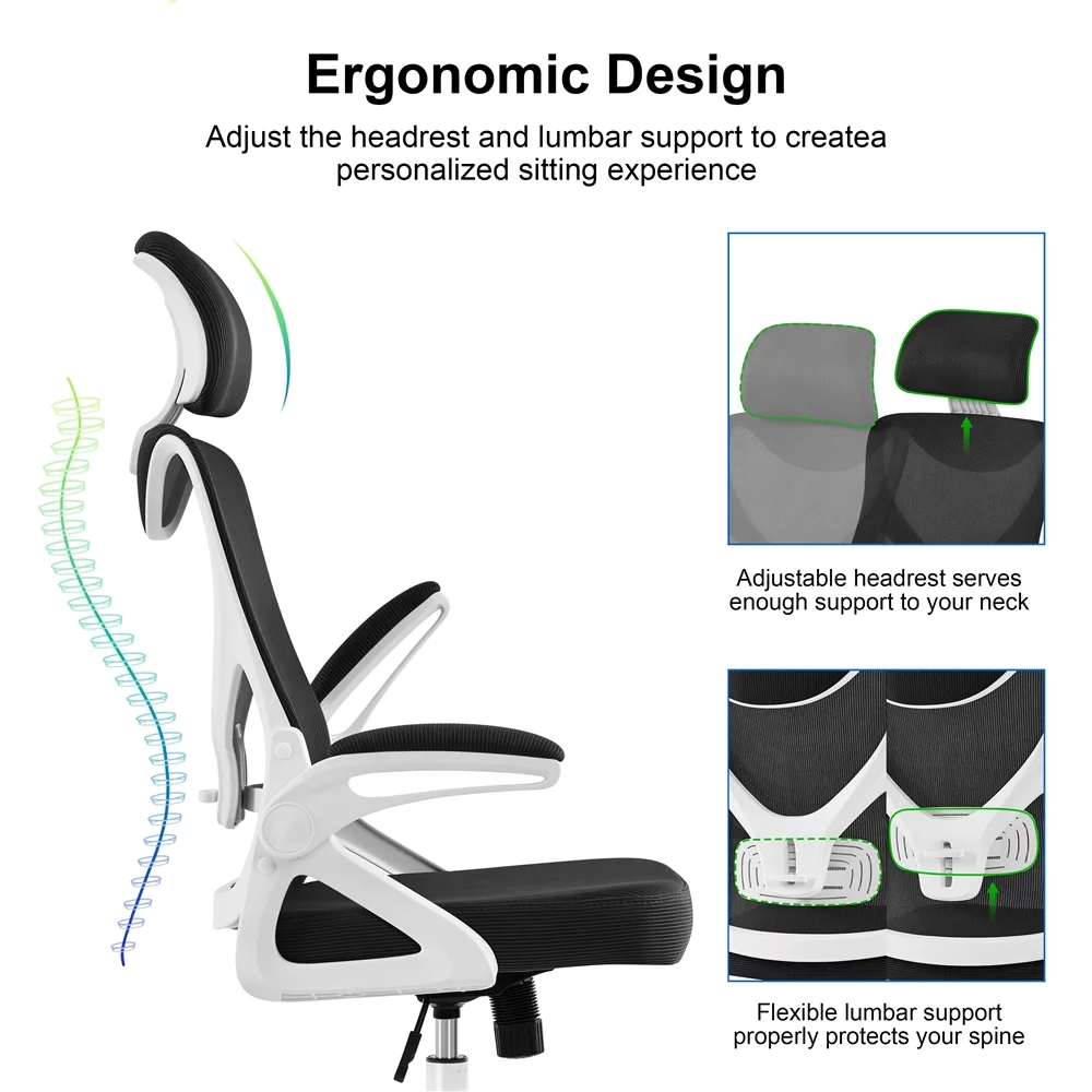 Alden Design Ergonomic Mesh Office Chair with High Back, Black