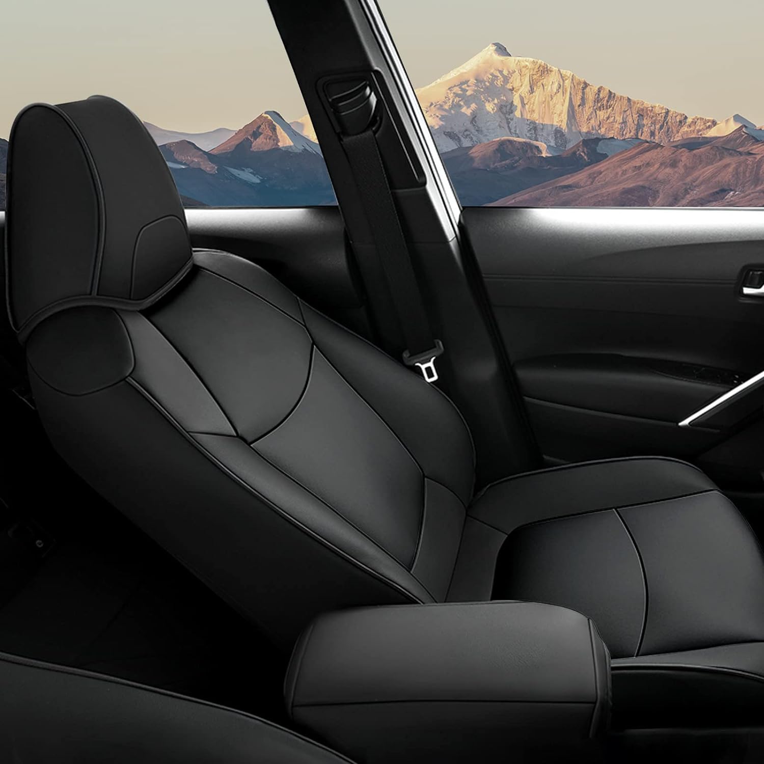 AOMSAZTO Custom Fit for Toyota 2020 2021 2022 Corolla Faux Leather Car Seat Covers Full Set Compatible Airbag Corolla Seat Protector Black (2020 2021