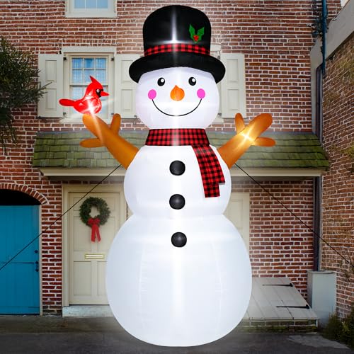 16FT Christmas Inflatable Snowman Outdoor Decorations, Giant Christmas Snowman, Holiday Blow Up Yard Decor with LED Lights