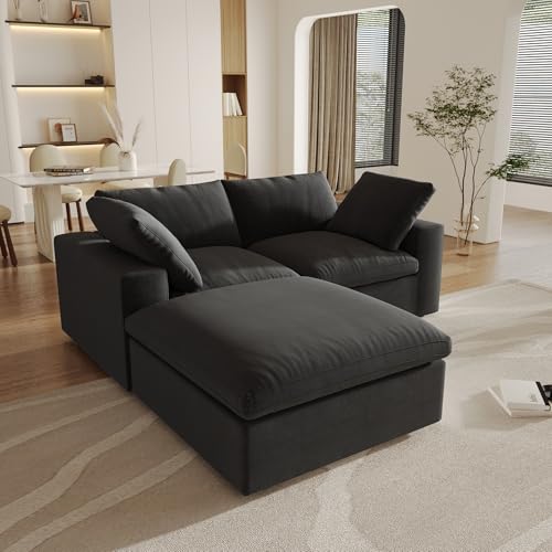 160.6" Cloud Couch Modular Sectional Sofa for Livingroom,Oversized Convertible Sofa with Storage Ottomans,6 Seat Wide Couches