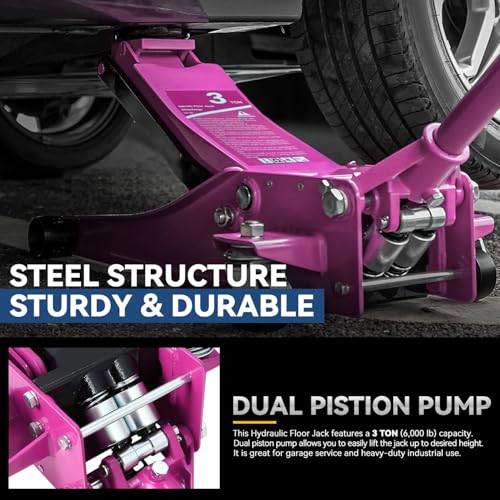 Auto Dynasty 4 Ton Low Profile Floor Jack, Heavy Duty Steel Hydraulic Car Jack with Dual Pistons Quick Lift Pump, Hydraulic Racing Floor Jack