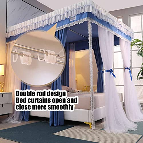 Mosquito Net for 1.5m Bed Luxury 4 Post Bed Canopy includes Blackout Fabric/Mesh Curtain/Metal Bracket (Color: Style 2, Size: 1.5x2x2m)