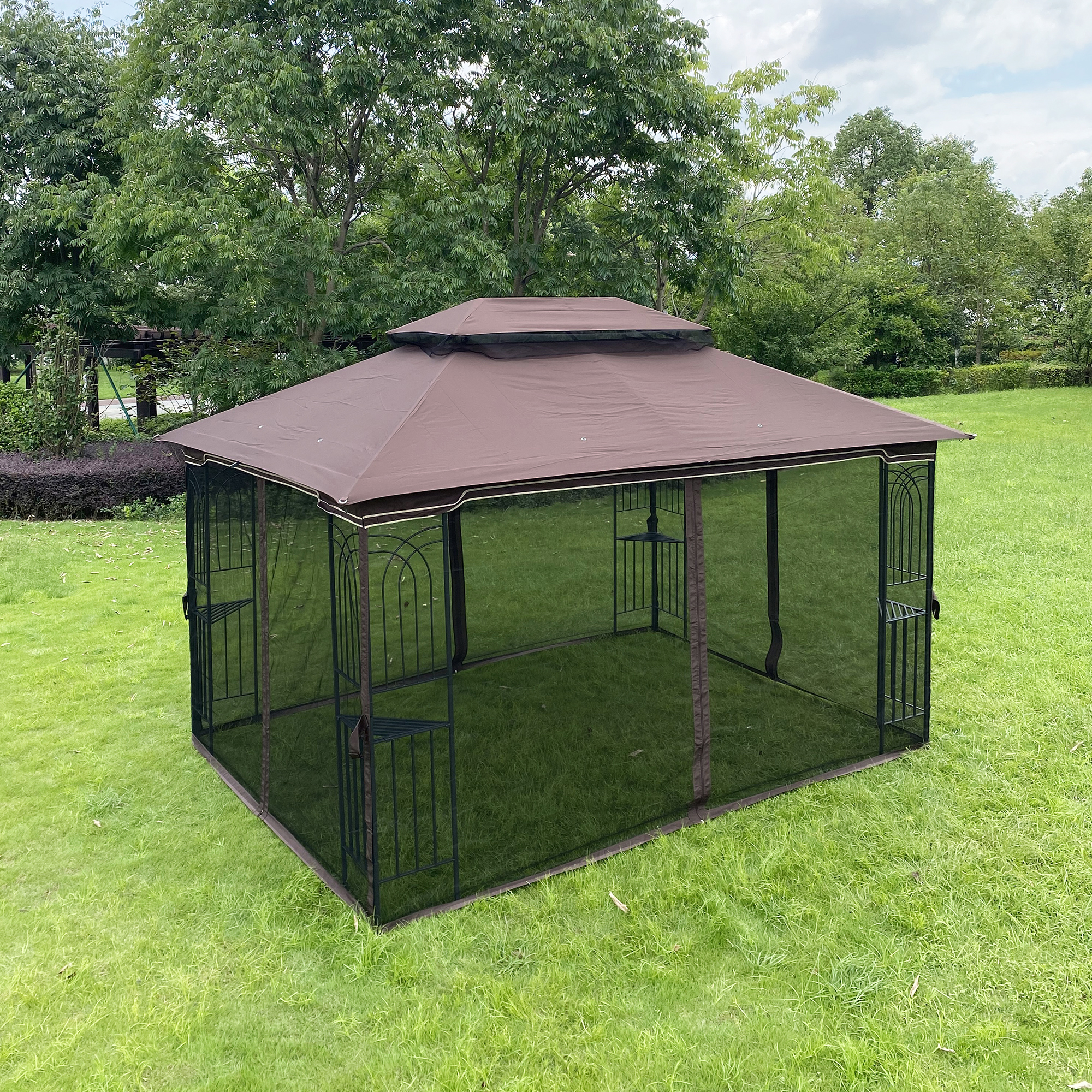 QILLIINN Gazebo 13x10 Outdoor Patio Gazebo Canopy Tent Ventilated Double Roof And Mosquito Netting