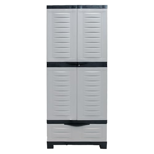 Sunnydaze Lockable Storage Cabinet – Indoor or Outdoor Utility Storage Cabinet with 3 Adjustable Shelves - 57.5" H – Garage, Office, Home