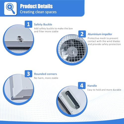 HEPA H14 Filtration Laminar Flow Hood（Include HEPA Filter）,FFU,Updated Fan Filter Unit, Laminar Air Flow Hood (22.6”x22.6”110V)