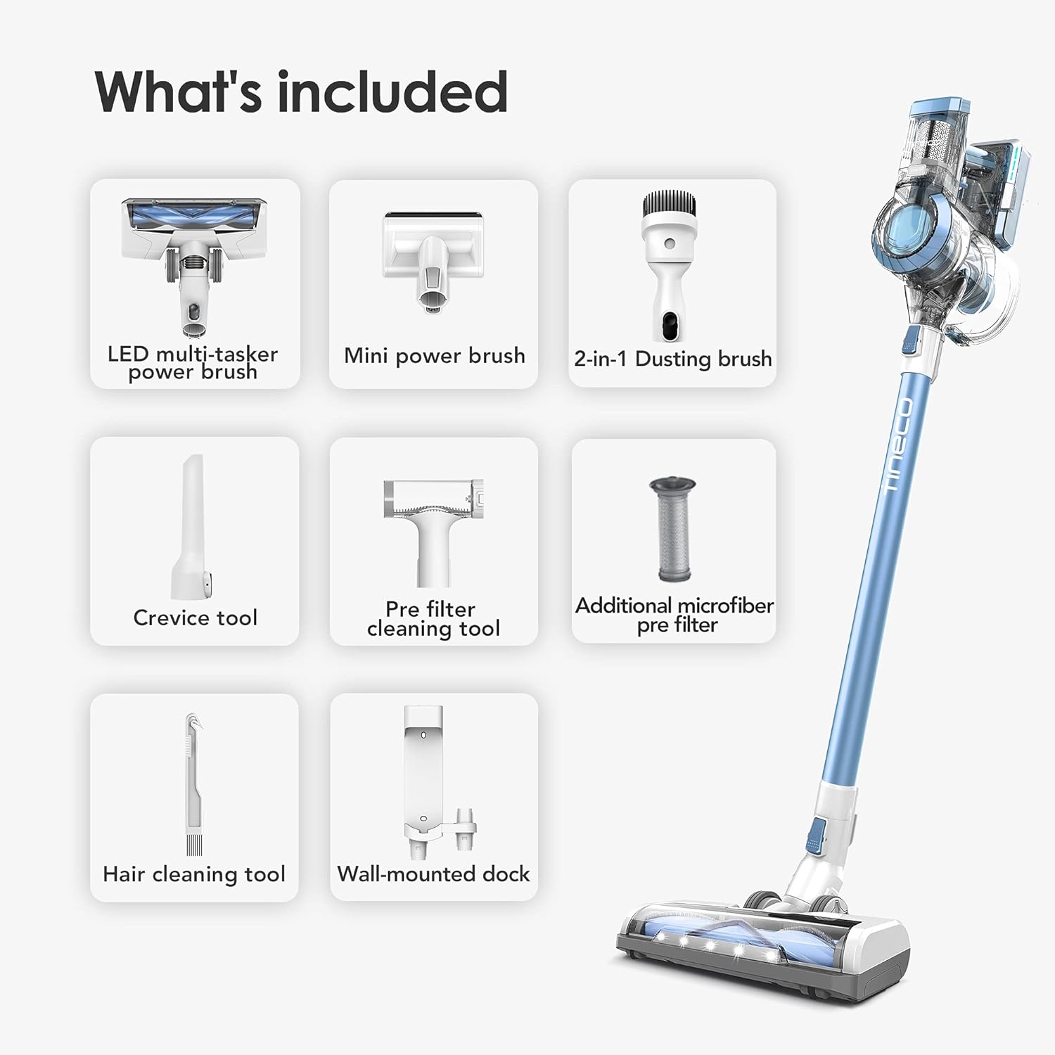 Tineco A11 Hero Cordless Lightweight Stick Vacuum Cleaner, 450W Motor for Ultra Powerful Suction Handheld Vac for Carpet, Hard Floor & Pet