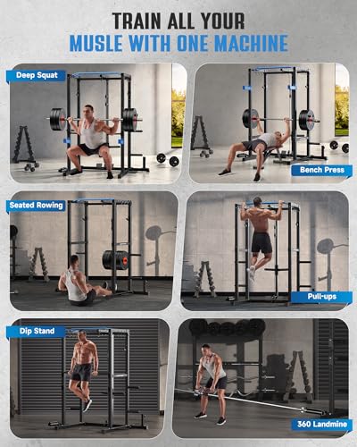 Sportsroyals Power Cage,1600lbs Multi-Function Power Rack with Adjustable Cable Crossover System and More Training Attachment