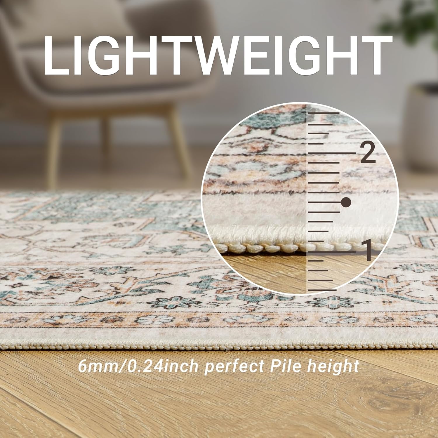 8x10 Area Rug for Living Room, Non Slip Vintage Machine Washable Rug, Foldable Stain Resistant Large Area Rugs for Bedroom