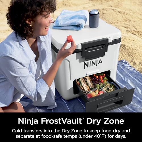 Ninja FrostVault 45qt Wheeled Cooler with Dry Zone, Integrated Fridge-Temp Dry Storage Drawer, Premium Heavy-Duty Insulated Cooler