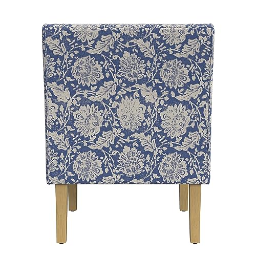 HomePop Velvet Swoop Arm Accent Chair, Suri Blue