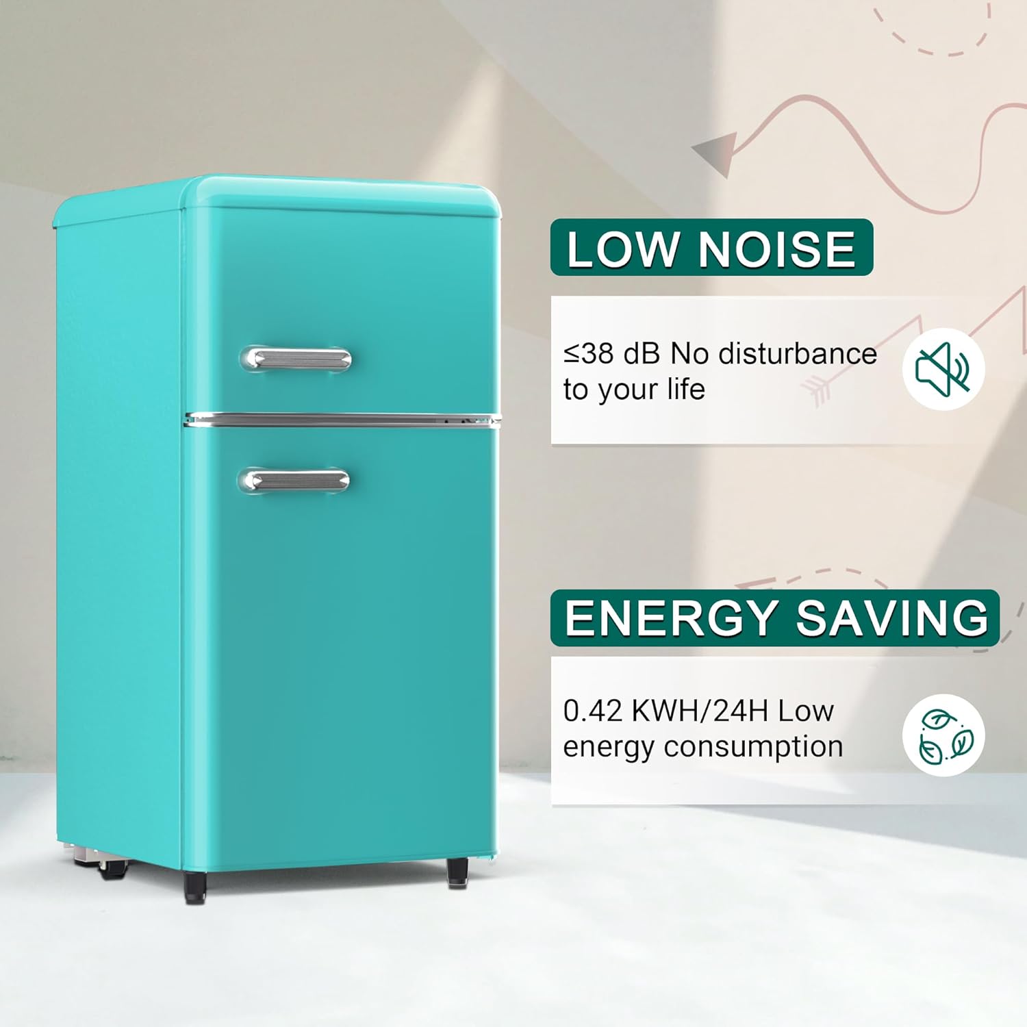Compact Retro Fridge with Freezer for Bedroom, 4.4 Cu. Ft. Retro Mini Fridge with Separate Freezer