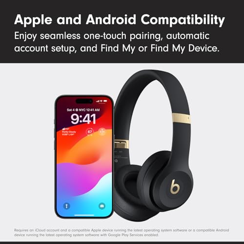 Beats Solo 4 - Wireless Bluetooth On-Ear Headphones, Apple & Android Compatible, Up to 50 Hours of Battery Life - Black & Gold