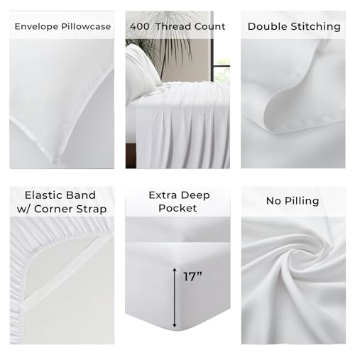 Luxury Bamboo Market | Queen Size Bed Sheet Set | 100% Viscose Made from Bamboo | Organically Grown | Ultra Soft | Cooling Sheets for Hot Sleepers |